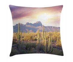 Saguaro Cactus and Mountain Pillow Cover