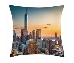 Sunset Manhattan Skyline Pillow Cover