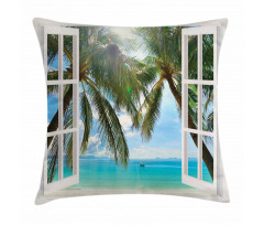 Window to the Exotic Beach Pillow Cover