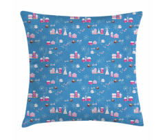 Cartoonish Noel Scenery Pillow Cover