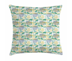 Ethnic Animal and Palms Pillow Cover