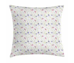 Hand Drawn Aquilegia Flower Pillow Cover