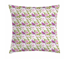 Bird Perched on Tree Branch Pillow Cover