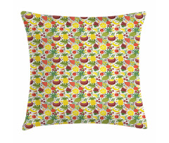 Tropical Fruits Flowers Pillow Cover
