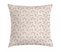 Pastel Birds Flowers Leaves Pillow Cover