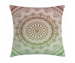 Ethnic Leafy Round Ornate Pillow Cover