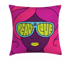 Peace and Love Groovy Girl Pillow Cover
