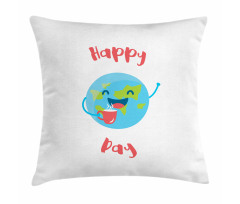 Earth with a Coffee Cup Pillow Cover