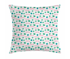 Pink Polka Dots and Leaves Pillow Cover