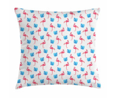Flamingo Birds Palm Leaves Pillow Cover