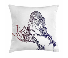 Fairytale on a Human Hand Pillow Cover