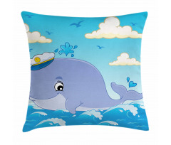 Nursery Theme Captain Whale Pillow Cover