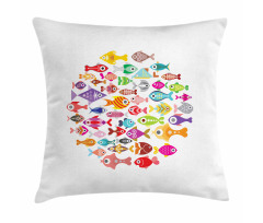 Aquarium Round Colorful Design Pillow Cover
