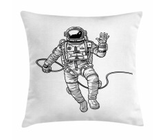 Cosmonaut Waving Hand Pillow Cover