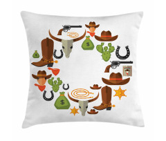 Vintage Wild West and Cowboy Pillow Cover