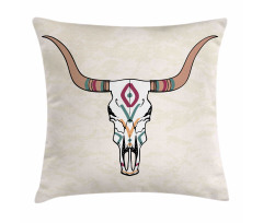 Tribal Bull Skull Folkloric Pillow Cover