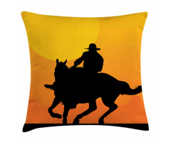 Silhouette of a Lone Rider Pillow Cover