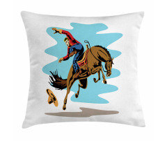 Cowboy Falling off His Horse Pillow Cover