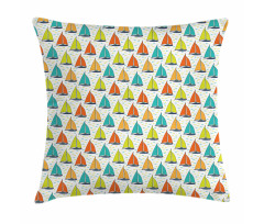 Colorful Windboats on Sea Pillow Cover