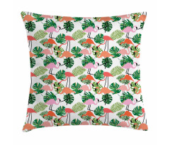 Hipster Flamingo Monstera Pillow Cover
