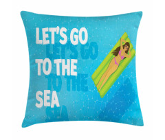 Lets Go to the Sea Message Pillow Cover