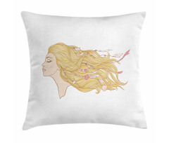 Young Lady with Hair Beads Pillow Cover