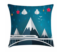 Cartoon Style Mountains Pillow Cover