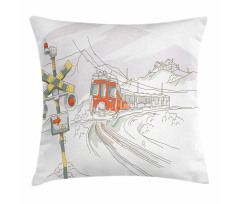 Train on the Tracks Rural Pillow Cover