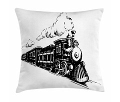 Retro Steam Locomotive Pillow Cover