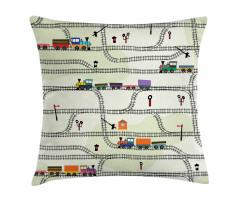 Roads Trains Locomotives Pillow Cover