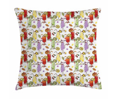 Colorful Watercolor Cocktails Pillow Cover