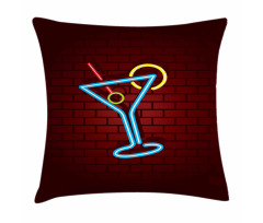 Cocktail Glass over Brick Wall Pillow Cover