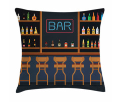 Bar Chairs Cocktail Bottles Pillow Cover