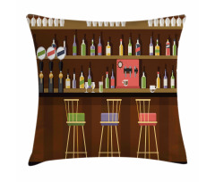 Nightclub Pub Alcohol Bottles Pillow Cover