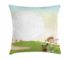 Little Boy Hitting the Ball Pillow Cover