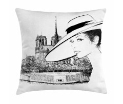 Sketch of a French Woman Pillow Cover