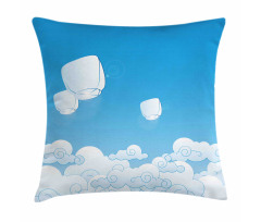 Lantern Floating Away in Sky Pillow Cover