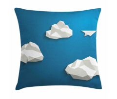 Plane Flying Between Polygons Pillow Cover