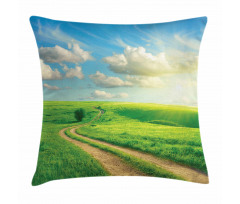Grassy Hill Sky Pathway Pillow Cover