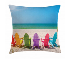 Colorful Wooden Deckchairs Pillow Cover