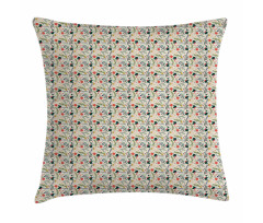 Foliage Motifs Holly Berries Pillow Cover