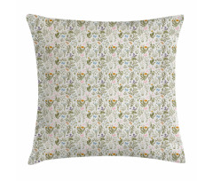 Retro Garden Art with Herbs Pillow Cover