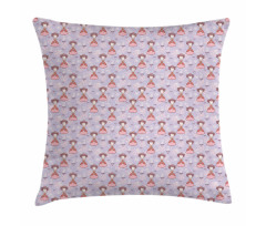 Girls with Teacups Floral Pillow Cover