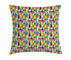 Colorful Bottles and Glasses Pillow Cover