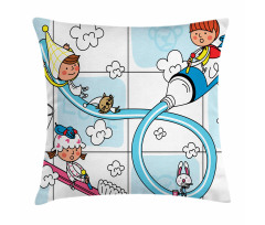 Cartoon Animals with Children Pillow Cover