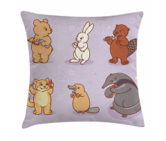 Creatures Brushing Teeth Pillow Cover