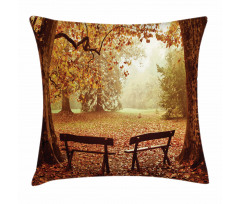 Dramatic Trees and Benches Pillow Cover