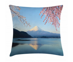 Japan Mountain and Sakura Pillow Cover