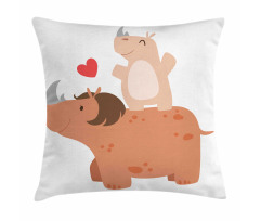 Mother and Calf with Heart Pillow Cover