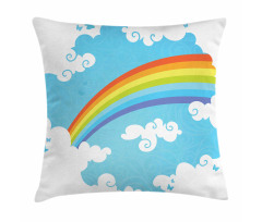 Clouds on Blue Swirl Lines Pillow Cover